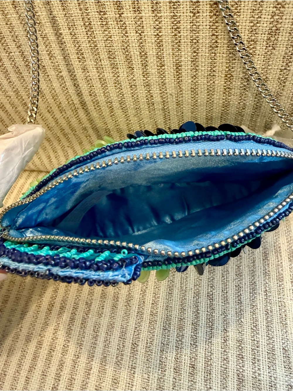 T.J.Maxx Teal, Lime & Navy Embellished Fish Crossbody Bag - Picture 3 of 6